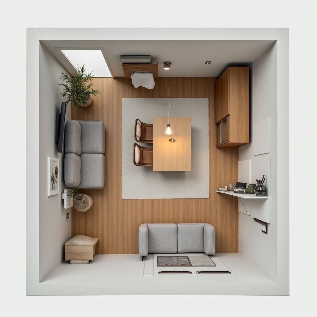 One bedroom compact apartment layout in Santiago tower